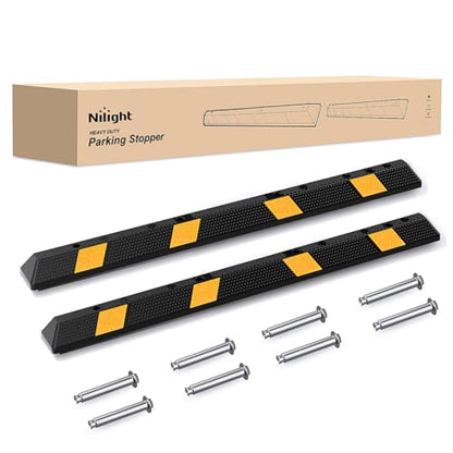 Nilight 72 Inch Parking Curb - Heavy Duty Rubber Garage Car Stopper Parking Aid with Reflective Strips for Large Vehicles, 2-Pack - size: 72" 2-Pack