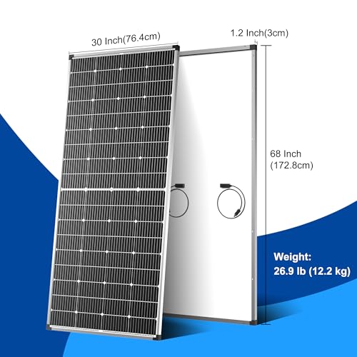 Solar Panel 250W 12 Volt 10BB Cell,Monocrystalline High-Efficiency 250 Watt 12V PV Module Power Charger for RV Caravan Marine Camper Rooftop Farm Battery and Other Off-Grid Applications - size: 250W
