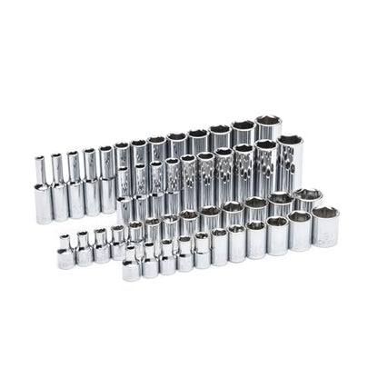 GEARWRENCH 47 Pc. 1/4" Drive 6 Pt. Socket Set, Standard & Deep, SAE/Metric - 80314D - size: 1/4", style: 47-piece kit