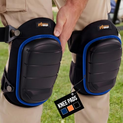 GORILLA GRIP® Knee Pads for Work, All Day Comfort Gel Cushion and Soft Foam for Men, Slip Resistant Heavy Duty Hard Cap, Adjustable Straps for Flooring, Construction, Gardening, Royal Blue - color: Royal Blue