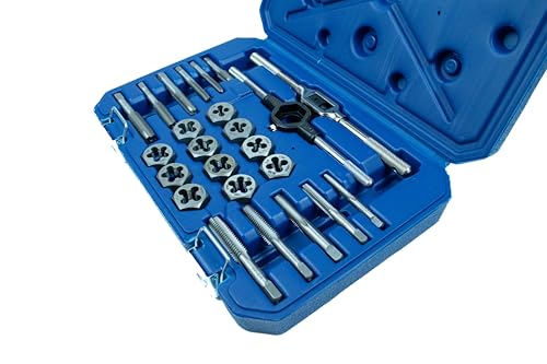 Century Drill & Tool 98904 Fractional Tap & Die Set, 24 Piece | 24 Piece Fractional Tap & Die Set, Precision-Cut Threads for Clean, Accurate Results: Each plug tap and hex - size: 24-Piece