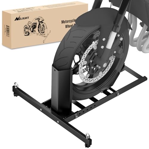 Nilight Motorcycle Wheel Chock Stand for 15"-22" Wheels | Heavy Duty 1800lb Capacity Front Tire Stand Chocks for Trailer and Truck Fit for Most Motorcycles Tire Size - color: Motorcycle Front Wheel Stand 15"-22"