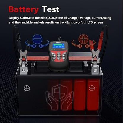 BT900 Car Battery Tester 6V 12V Load Tester, 5-3000 CCA Automotive Alternator Tester Digital Auto Battery Analyzer Charging Cranking System Tester for Car Truck Motorcycle ATV SUV Boat Yacht