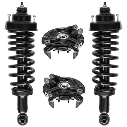 Detroit Axle - Rear Steering Knuckles w/Hubs + Quick Struts w/Coil Spring Replacement for Ford Explorer Mountaineer - 4pc Set - size: 4QU47704/ Big strut kit