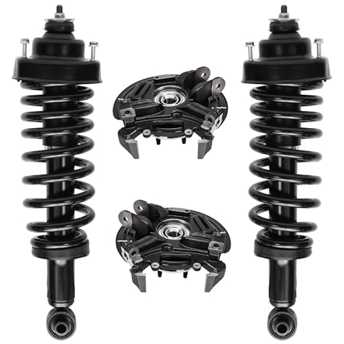 Detroit Axle - Rear Steering Knuckles w/Hubs + Quick Struts w/Coil Spring Replacement for Ford Explorer Mountaineer - 4pc Set - size: 4QU47704/ Big strut kit