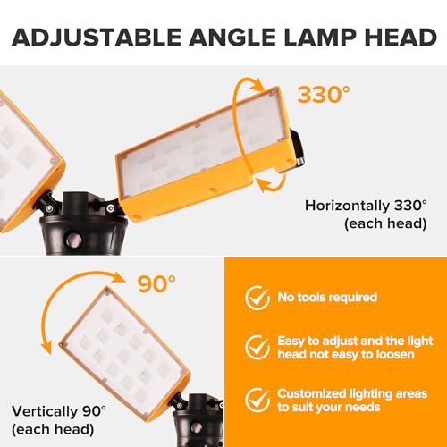 LUTEC 【Upgraded 5000K 15000 Lumen 105 Watt Dual-Head LED Work Light with Telescoping Tripod, Work Light with Stand Rotating Waterproof Lamps and 8 Ft 3-Prong Power Cord - size: Pro-15000LM