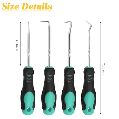 Zpana 4PCS Car Precision Hook and Pick Set, O Ring Vehicle Oil Seal Gasket Pick with Ergonomic Handle, Automotive Mechanic Hooks Puller Remover Tool, Universal for Automobile RV Truck (Style D) - size: StyleD