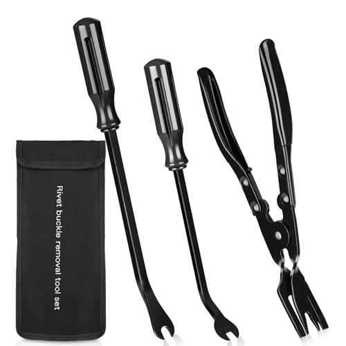 3 PCS Clip Removal Tool,Clip Pliers Fastener Remover,Car Trim Rivet Removal Pry Tool for Automotive Door Panel,Upholstery,Dashboard Black - color: black