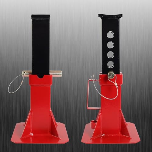 Torin 12 Ton Heavy Duty Pin Style Adjustable Height Automotive Jack Stands, Red, 1 Pair - size: 12 Ton, style: Normal