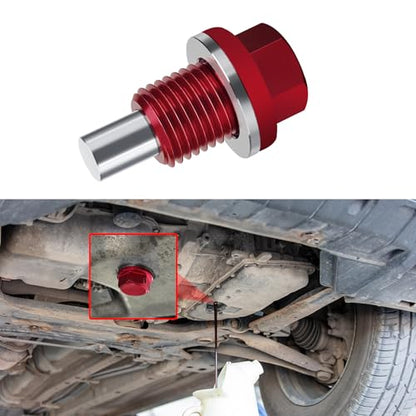 M14×1.5 Magnetic Oil Drain Plug, Transmission Oil Plug, Oil Pan Sump Drain Nut Bolt Screw Repair Kit, Car Magnetic Oil Drain Plug Removal Tool for Honda, Mazda, Suzuki, Jeep, Odyssey - color: Red