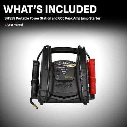 Schumacher Electric 800A Car Battery Jump Starter and Portable Power Station, 4-in-1 Solution, 150-PSI Air Compressor, USB & DC Charging, for 12V Power Sport, Automotive, and Marine Batteries, SJ1331 - style: 800 Peak Amps