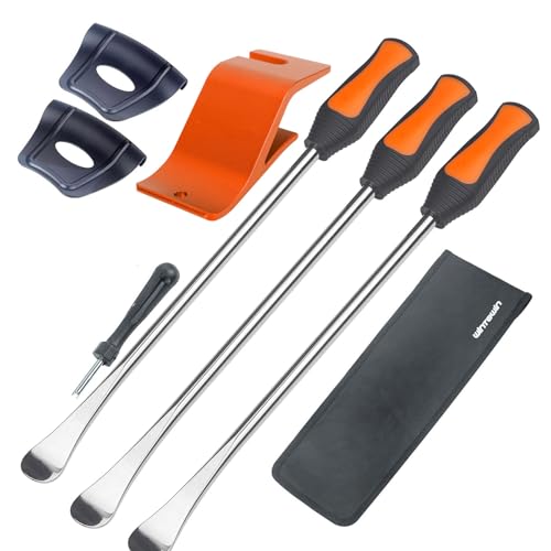 14.5" Steel Tire Spoon Set, Tire Changer,Tire Spoon Levers,Tire Changing Tool Kit for Motorcycle Dirt Bike Lawn Tractor Bicycle with Rim Protector - color: orange