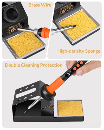 Soldering Iron Kit, 100W High Power Soldering Iron, Fast Heating, Digital Display Temperature Control Accurate 356°F-896°F, Portable Soldering Kit with Protective Cap, Automatic Sleep Mode - color: Light Orange