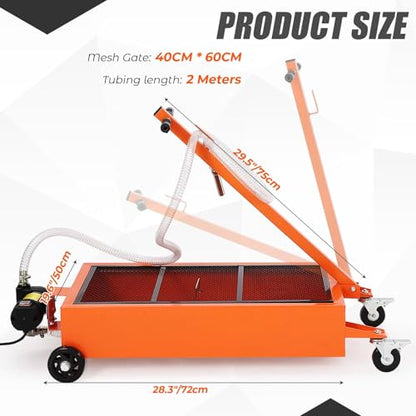 20 Gallon Manual Oil Drain Pan,Low Profile Oil Drain Pan with 110V Electric Pump,76L Oil Change Pan with 8.2ft Hose & Folding Handle, Rolling Oil Drain Cart for Car, SUV, Trucks Oil Draining - size: 20 Gallon, style: Electric