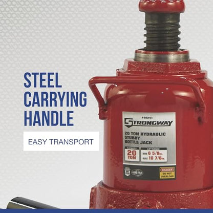 Strongway 20-Ton Hydraulic Stubby Bottle Jack | Controlled lifting and positioning, Professional garage use, Stable service support, Durable steel construction - style: 20 Ton