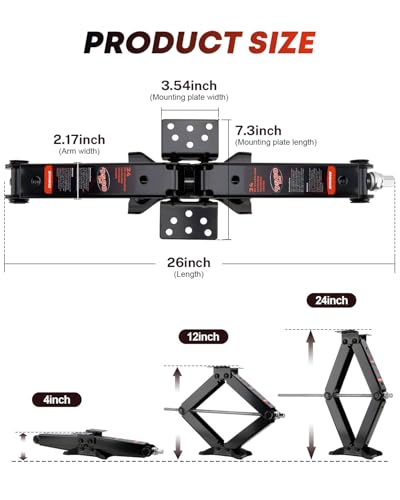 Kohree 9500 lbs RV Stabilizer Jacks 24", Leveling Scissor Jacks for Travel Trailer, Set of 4, Heavy Duty Camper Stabilizer Jacks Kit with Anti-Slip Handle and Drill Socket, Easy to Install - size: 4P-9500-24inch