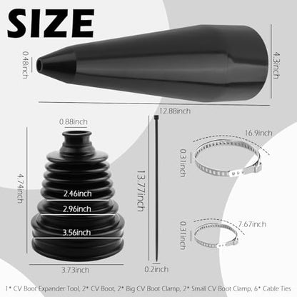 CV Boot Repair Kit,Water&Dust Resistant CV Axle Boot Repair Kit with CVs Boots Clamps & Expander Tool,Professional CVs Joint Boots Kits for Calibers 3.56",2.96",2.46"
