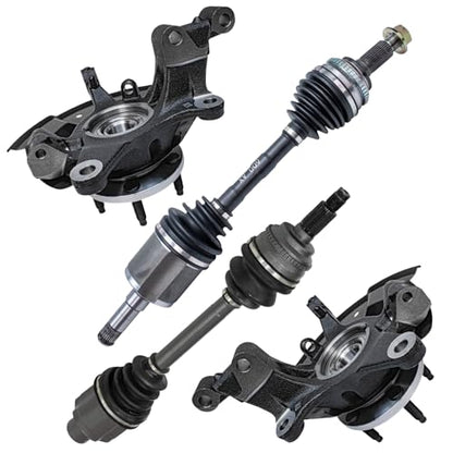 Detroit Axle - AWD Front 4pc Steering Knuckles Kit for 07-10 Ford Edge Lincoln MKX, 2 CV Axles 2 Steering Knuckles & Wheel Bearing Hubs 2007 2008 2009 2010 Replacement - size: 4UX50468/Kit