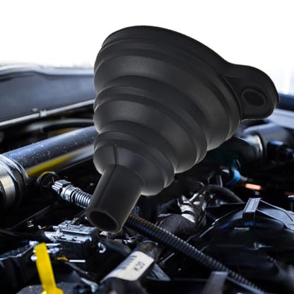 Flexible Automotive Funnel Set for Oil Change - Bendable Silicone Spout for Gas Diesel Coolant Transfer - No Spill Design 7.5cm