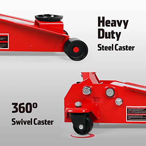 Jack Boss Floor Jack 3 Ton Capacity Fast Lift Service Jack Steel Heavy Duty Hydraulic Car Jack - color: Red, size: 3 Ton Fast Lift