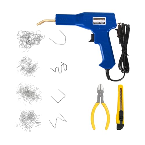 Zpana Car Plastic Welder, Portable Vehicle Hot Staples Weld Gun with 4 Types Staplers & Carry Case, Automotive Bumper Repair Welder Kit, Universal for Automobile RV Truck (Blue) - color: Blue