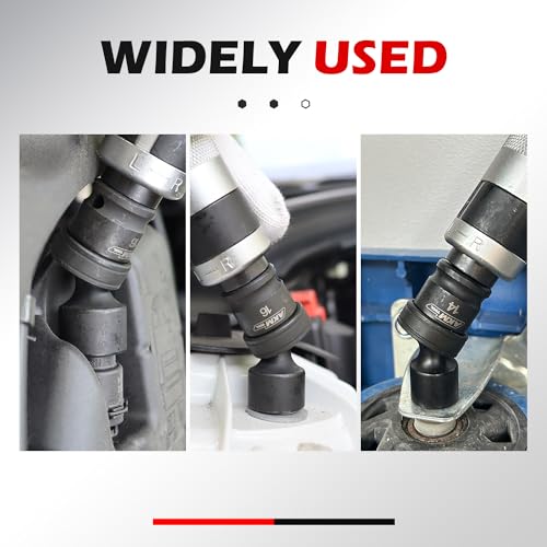 3/8" Drive Universal Impact Socket Set, 20 Piece Swivel Socket Set, Universal Joint Socket 6-Point, Metric, 8-24mm, Cr-Mo,with Extension Bars, Socket Adapter, Drill Bit Adapter