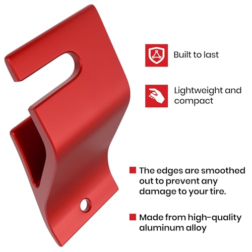 (2-Pack) Calvana Motorcycle Tire Bead Installation Holder Hook with 2 Detachable Tools, Dirt Bike Tire Installation and Changing Tools, Compatible with CRF, CR, KXF, KX, YZF, YZ, RM, RMZ - Red