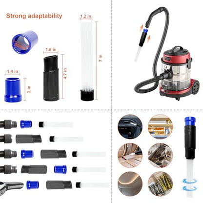 14pcs Universal Vacuum Attachment for Wet Dry Vac Attachments,Vacuum Accessories and Attachments with Shop Vac Extension Wand, Hose Adapter fit 2 1/2", 1 1/4",1 7/8" - size: 14pcs