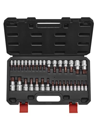 VEVOR Torx Bit Socket Set, 34-Piece Solid Star and Tamper Proof T6-T70, S2 Alloy Steel and Cr-V Steel, 1/4 in, 3/8 in, and 1/2 in Drives, with Enhanced Storage Case, Torx Sockets for Hand Use - style: 34 PCS Torx