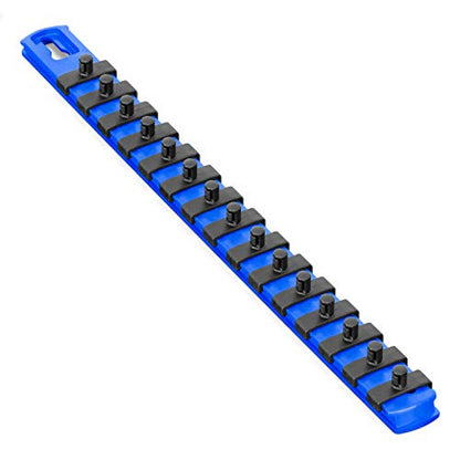 ERNST 13-Inch Socket Rail Organizer with 15 1/4-Inch Twist Lock Clips, Blue (8417-Blue-1/4) - color: Blue, size: 1/4-Inch Twist Clips, style: 13-Inch