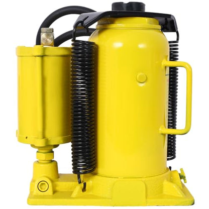 20 Ton Air Hydraulic Bottle Jack, Professional Lifting Jack for Heavy Machinery & Large Trucks, 10.2-19.7 Inch Height Range with Extendable Screw(Yellow) - color: Yellow, size: 20 Ton
