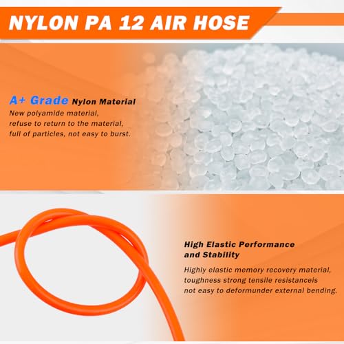 Air Line Kit for Air Spring Bag Suspension with Fittings, 25 FT PA Hose Truck Airbag Line with 1/4 NPT DOT Air Fittings, Replacement Valve for Airbag Suspension in Semi Truck Trailer - size: 9 PCS