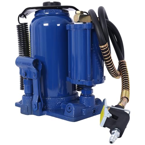 20 Ton Air Hydraulic Bottle Jack, Professional Lifting Jack for Heavy Machinery & Large Trucks, 10.2-19.7 Inch Height Range with Extendable Screw(Blue) - color: Blue, size: 20 Ton