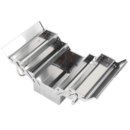 3 Tier Stainless Steel Tool Box Portable Folding Cantilever Tool Storage Organizer with 5 Trays Metal Toolbox for Home Garage Auto Repair Workshop Storage - size: 420