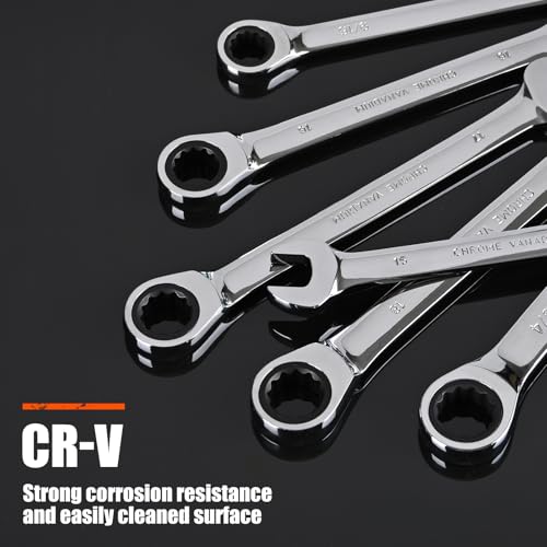 Egofine 10mm Ratchet Wrench, Ratcheting Combination Wrench Metric 10mm Wrench, Industrial Grade Gear Spanner with 12-Point Design, 72-Tooth Ratchet, Chrome Vanadium Steel - size: 10mm