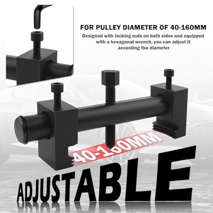 17mm Drive Pulley Puller Tool with Hexagonal Wrench,Heavy Duty Adjustable Crankshaft Pulley Removal Tool for 40-160mm,Professional Crank Pulleys Removal Tools for Crankshaft,Pump