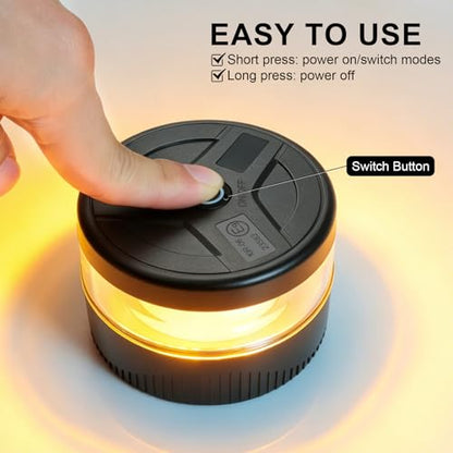Wireless Beacon Light Magnetic, USB-C Rechargeable Strobe Lights for Trucks, Mini Portable LED Emergency Flashing Light for Postal Car Plow Tractor UTV Golf Cart Warning Safety IP67 Waterproof, Amber