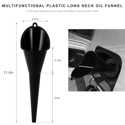 Oil Funnel, Plastic Long Neck Multi-Purpose Spill Saver Funnel, Engine Oil Funnels for Filling Oils Gas Water Diesel Fuel Lubricants for Car Motorcycle ATV Boat (Black-1PCS) - color: Black-1PCS