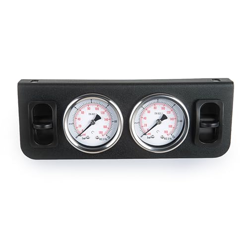 Air Gauge Control Kit in-Cab Dual Panel Paddle Valve Switch with Quick Connect Fitting for Air Bag Suspension System 0-180psi - color: Dual dial