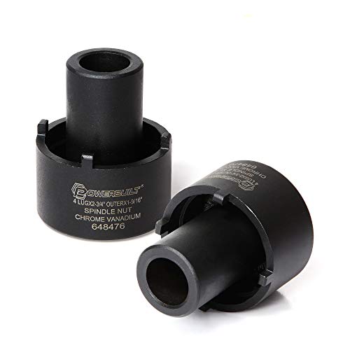 Powerbuilt Spindle Nut Socket, 4 Lug, 2-3/4-inch Outer, Ford, Easy Removal of Spindle Nuts, 2WD Rear Axles, Rotating Locknut - 648476, Black - style: 4-Lug, 2-3/4" Outer