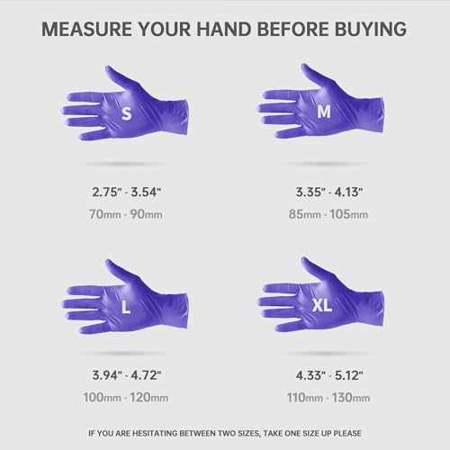 Medguy Medical Nitrile Exam Gloves, 4 Mil Powder-Free Latex-Free Disposable Food-Safe Cooking Cleaning, Blue-Violet 100 Pcs - color: Medium (Blue-violet)