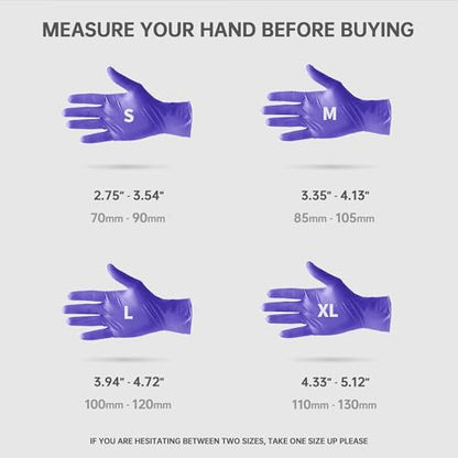Medguy Medical Nitrile Exam Gloves, 4 Mil Powder-Free Latex-Free Disposable Food-Safe Cooking Cleaning, Blue-Violet 100 Pcs - color: Large (Blue-violet)