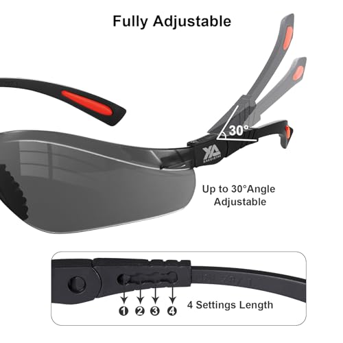 xaegistac Shooting Glasses Anti Fog -Shooting Range Eye Protection | Adjustable Safety Glasses with Z87.1 Certificated Impact Reistance - color: Black Orange Frame Gray Lens
