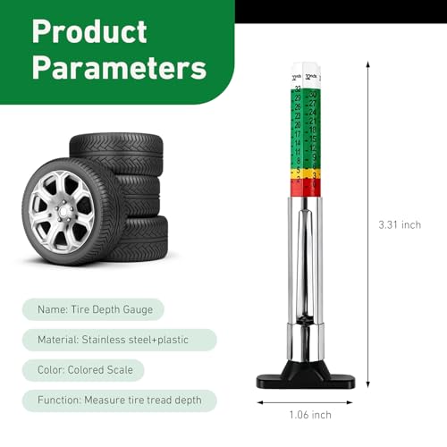2 Pack Smart Color Coded Tire Tread Depth Gauge, Accurate Tire Tread Tool Measuring in 32nds for Cars, Trucks, Motorcycles and SUVs