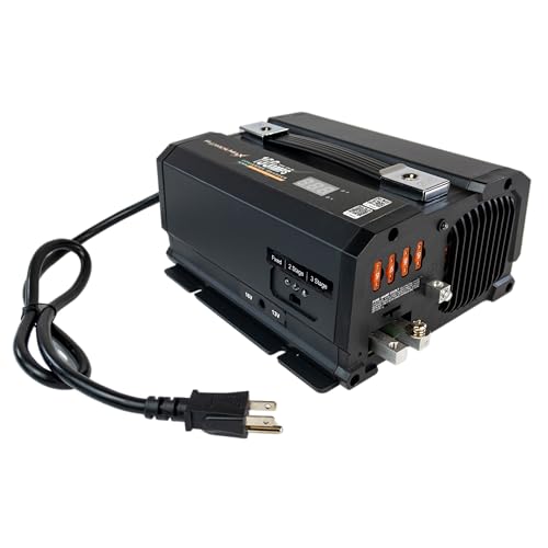 PowerMax PMBC 100 Amp 12V Battery Charger/Maintainer, Flash Reprogrammer & Adjustable Power Supply w/ 15ft Cables, Voltage Display & Mounting Brackets for RV, 12V Car Audio, Boat Motors & LED + House