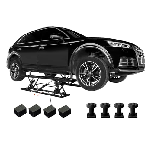 Albott 7000 LBS Portable Car Lift, Heavy Duty Quick Jack with 28" Max Height, Locking Levers & Wheels, 25–30s Fast Cycle, Adjustable Scissor Lift for Cars, SUVs, Light Trucks, Garage or Shop Use - color: Black / Q235B, size: 7000LBS