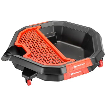 Powerbuilt 2-in-1 2 Gallon Oil Drain Caddy, Tool Creeper, Drain Pain - Red Black 642964ECE