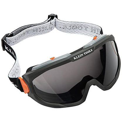 Klein Tools 60480 Safety Goggles, Tinted Gray Lens PPE Eye Protection, Anti-Fog, Scratch-Resistant, UV Protection, Adjustable Vents