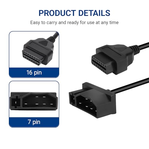 7 Pin OBD1 to OBD2 Adapter Replacement for Car Ford Code Reader Scanner Check Engine Repair Diagnostic Tool Cable Connector