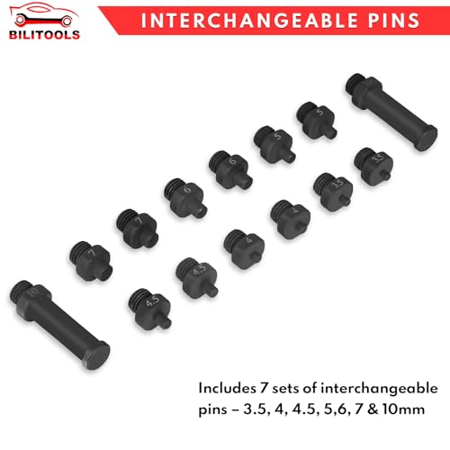 BILITOOLS 15PCS Pulley Holder Tool Set, 1/2" Drive Adjustable Pin Wrench | Adjustable Spanner Wrench Tool with Variable Pins: 3.5mm, 4mm, 4.5mm, 5mm, 6mm, 6.5mm & 10mm, Fits Camshaft Pulleys